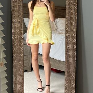 Yellow Wrap Bodycon Dress